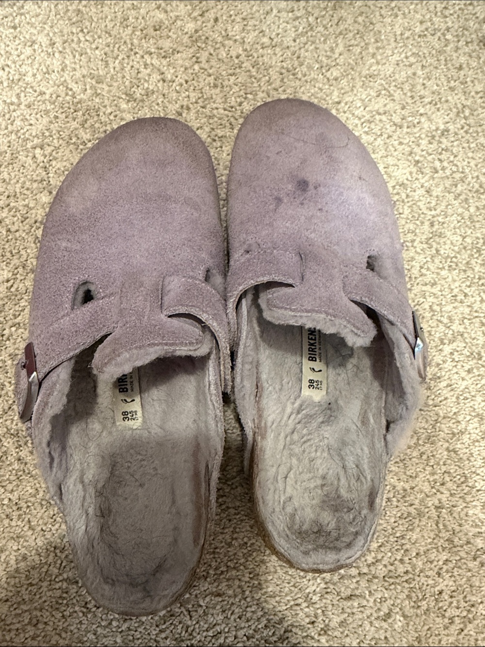 Birkenstock Women's Suede Shearling Clogs - Mauve
